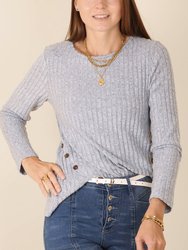 Curved Hem Side Button Sweater