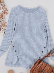 Curved Hem Side Button Sweater