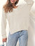 Deep U Neck Knitted Long Sleeve Top - White