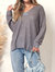 Deep U Neck Knitted Long Sleeve Top