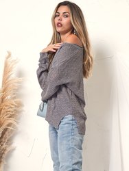 Deep U Neck Knitted Long Sleeve Top