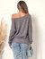 Deep U Neck Knitted Long Sleeve Top