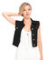 Distressed Denim Crop Vest - Black