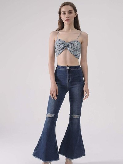 Anna-Kaci Distressed High Waist Classic Denim Bell Bottom Jeans product