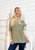 Drop Shoulder 3/4 Length Sweater - Olive Green