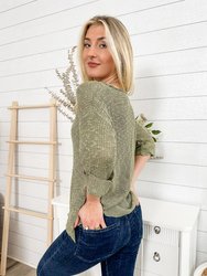 Drop Shoulder 3/4 Length Sweater