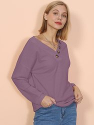 Drop Shoulder Textured Knit Sweater - Mauve