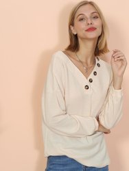 Drop Shoulder Textured Knit Sweater - Khaki
