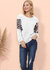 Drop Shoulder Two Tone Leopard Sweater - White
