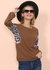 Drop Shoulder Two Tone Leopard Sweater - Brown