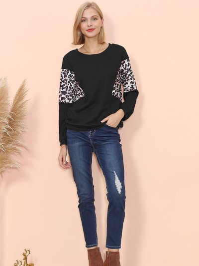 Anna-Kaci Drop Shoulder Two Tone Leopard Sweater product