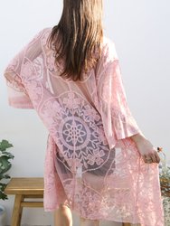 Embroidered Floral Butterfly Kimono Cardigan