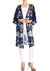 Embroidered Floral Butterfly Kimono Cover Up Cardigan - Navy