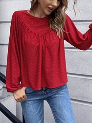 Eyelet Triangle Detail Blouse - Red