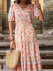 Floral Boho Puff Sleeve Dress