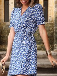 Floral Button Detail Wrap Dress