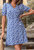 Floral Button Detail Wrap Dress - Blue