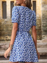 Floral Button Detail Wrap Dress