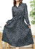 Floral Collared Pleated Dress - Black