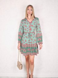 Floral Print Front Button Down Dress