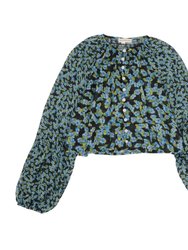 Floral Print Front Button Top - Green