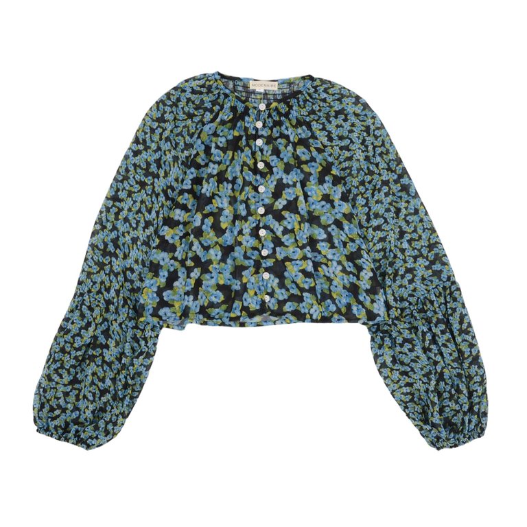 Floral Print Front Button Top - Green