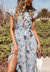 Floral Print Pleated Dress - Blue