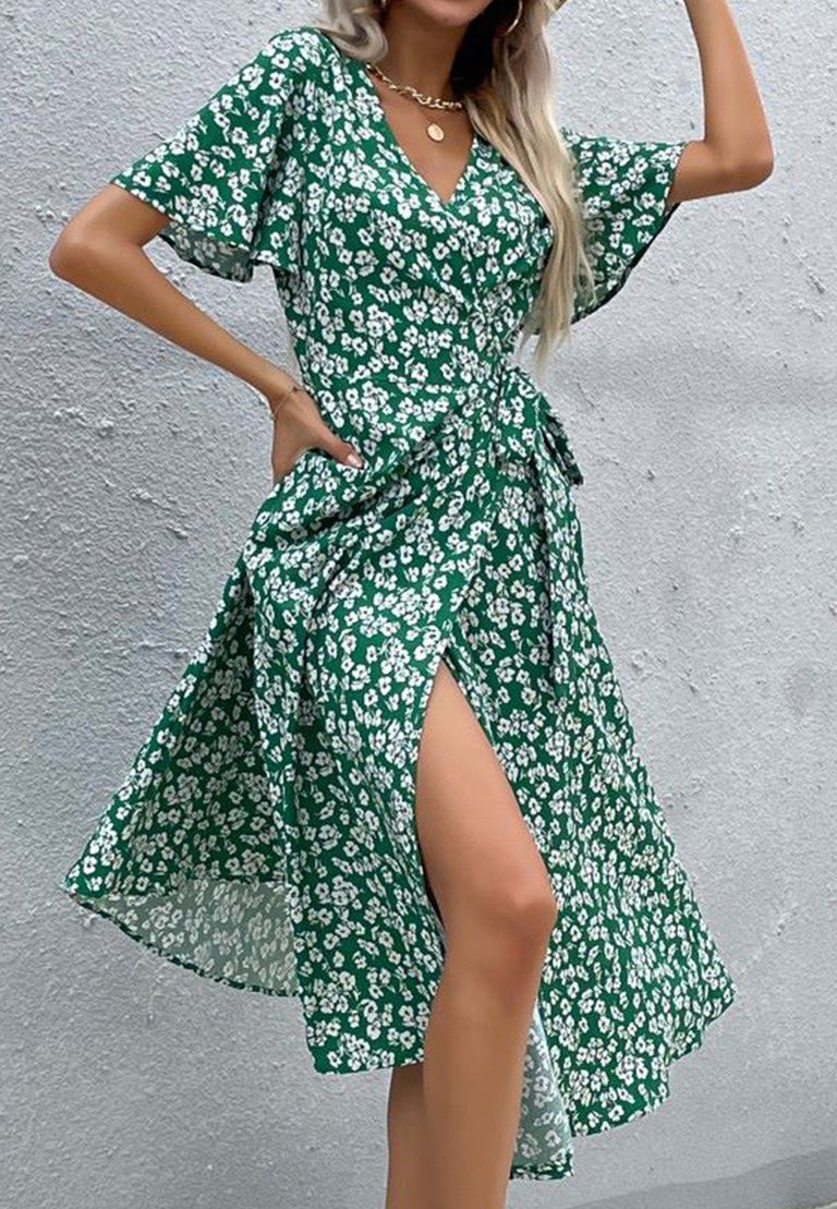 Floral Print Summer Wrap Dress