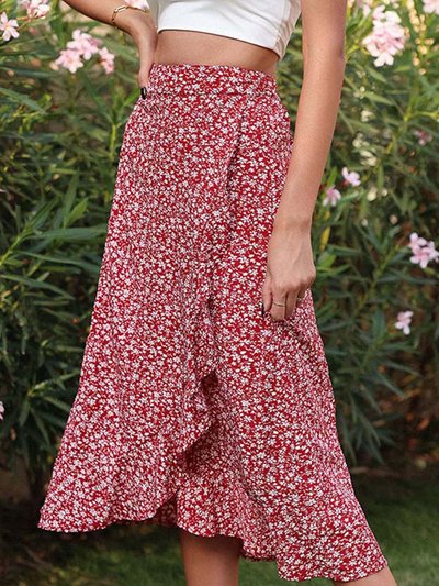 Anna-Kaci Floral Ruffle Wrap Skirt product