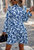 Floral Shirred Neck Tiered Dress - Blue
