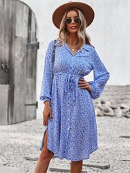 Floral Tie Waist Shirt Dress