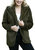 Fluffy Fleece Teddy Faux Fur Coat Jacket with Hoodie - Olive Green