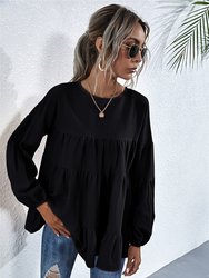 Gathered Ruffle Long Sleeve Blouse