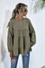 Gathered Ruffle Long Sleeve Blouse - Olivegreen