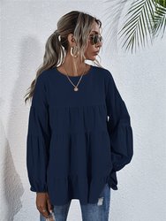 Gathered Ruffle Long Sleeve Blouse