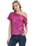 Glam Off-Shoulder Sequin Top - Fuschia