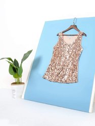 Glitz & Glam Sequin Party Tank Top - Rose Gold