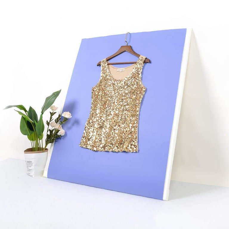 Glitz & Glam Sequin Party Tank Top - Gold