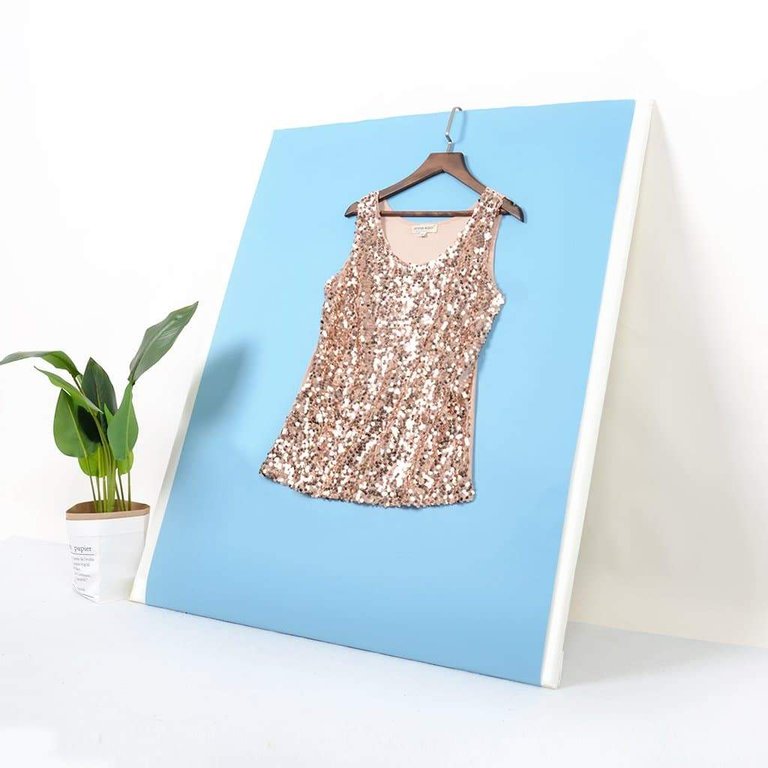 Glitz & Glam Sequin Party Tank Top - Rose Gold