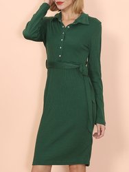 Half Button Front Shirt Dress