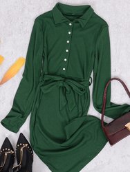 Half Button Front Shirt Dress