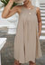 Halter Neck Pleated Shift Dress - Beige