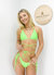 Halter Triangle String Wrap Tie Bikini Set - Green - Green