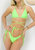 Halter Triangle String Wrap Tie Bikini Set - Green