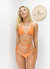 Halter Triangle String Wrap Tie Bikini Set - Orange - Orange