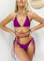 Halter Triangle String Wrap Tie Bikini Set - Purple