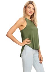 High Crewneck Casual Racerback Sleeveless Tank Top