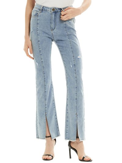 Anna-Kaci High Waist Distressed Slit Denim Jeans Long Pants With Pockets product