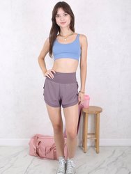 High Waist Double Layer Shorts - Purple