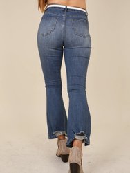 High Waist Frayed Bootcut Jeans